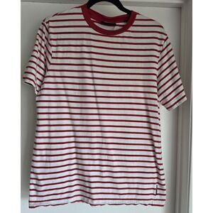 Scotch & Soda Men's Striped T-Shirt Red White Organic Cotton Short Sleeve